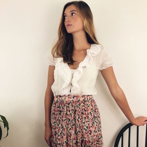 Vintage Tops - SOLD Ruffled Cotton Puff Short Sleeve